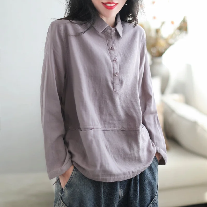 Autumn Casual Minimalist Cotton Loose BlouseFloral Shirts