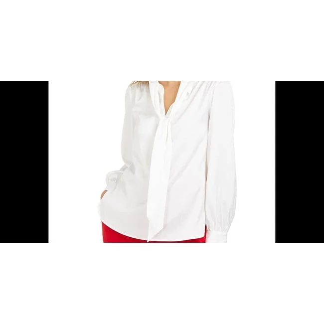 Calvin Klein Jacquard Bow-Neck Blouse White Size MediumFestival Shirts