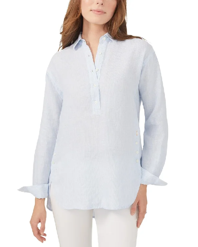 J.McLaughlin Stripe Fallon Linen BlouseMetallic Shirts