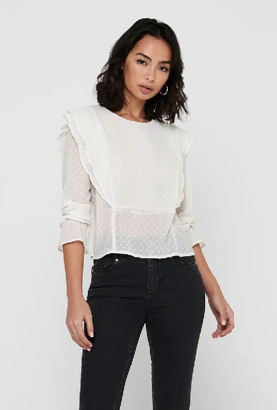 ONLY ELLIE DOT FRILL BLOUSETasseled Shirts