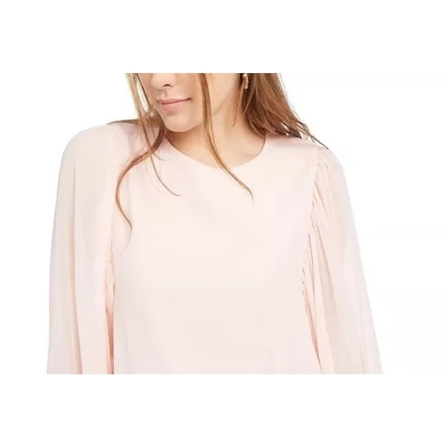 Q & A Women's Volume Sleeve Blouse Pink Size SmallLinen Shirts