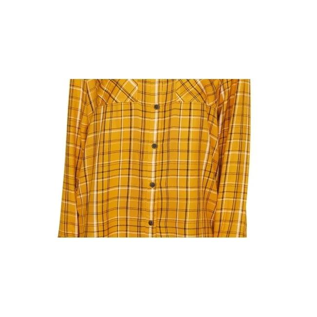 Sanctuary Women's New Generation Plaid Boyfriend Blouse Yellow Size MediumLongline Shirts