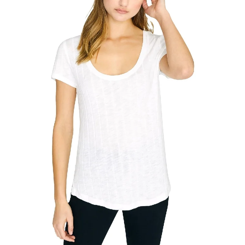 Sanctuary Women's Ribbed Scoop Neck Blouse White Size MediumCropped Shirts