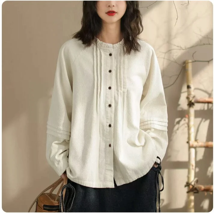 Spring Casual Retro Loose Cotton BlouseStreetwear Shirts