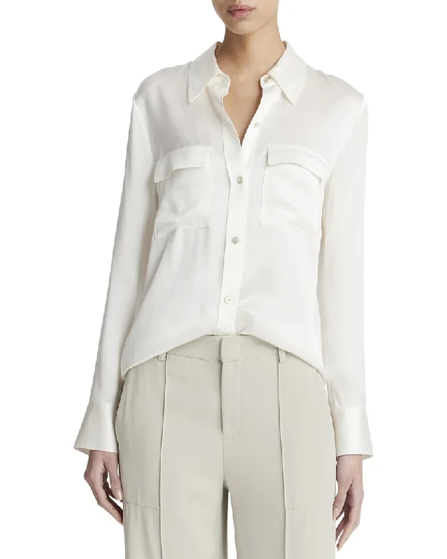 Vince Chest Pocket Silk BlouseRainproof Shirts