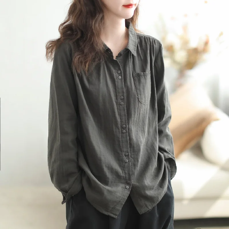 Women Autumn Minimalist Loose Casual BlouseLongline Shirts