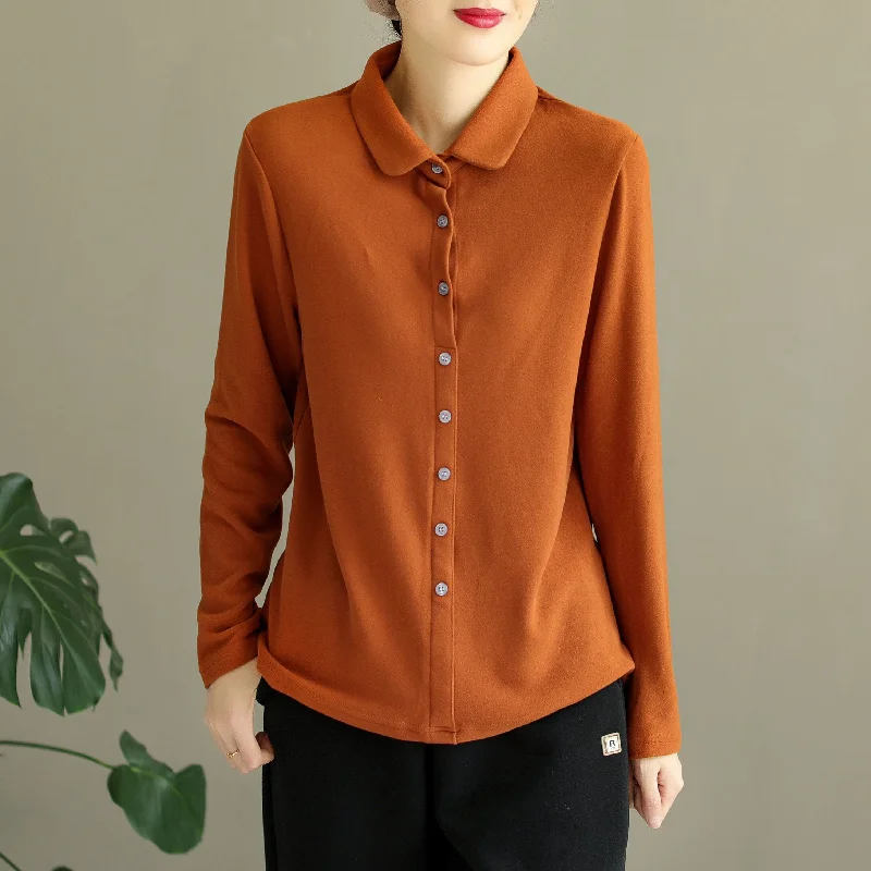 Women Casual Solid Darlon Winter BlouseCollaborative Shirts