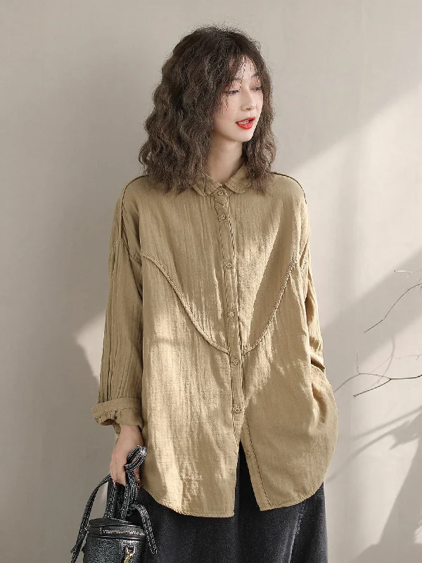 Women Spring Retro Casual Loose BlouseDesigner Shirts