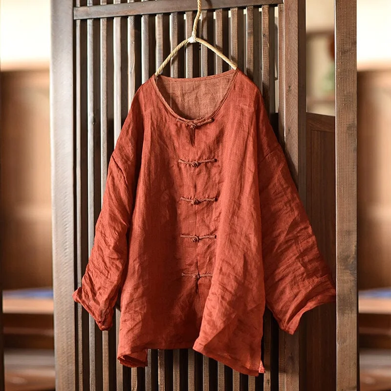 Women Spring Summer Loose Linen BlouseGraphic Shirts