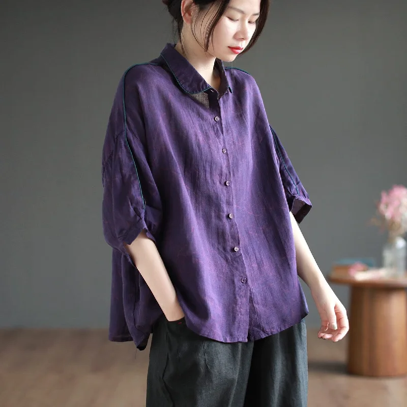 Women Summer Loose Linen Retro BlouseRelaxed Fit Shirts