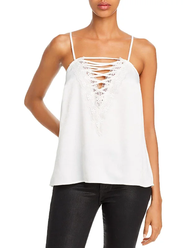 Womens Criss Cross Lace BlouseSheer Shirts