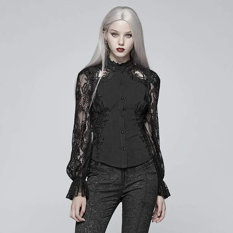 Women's Goth Lace BlouseStudded Shirts