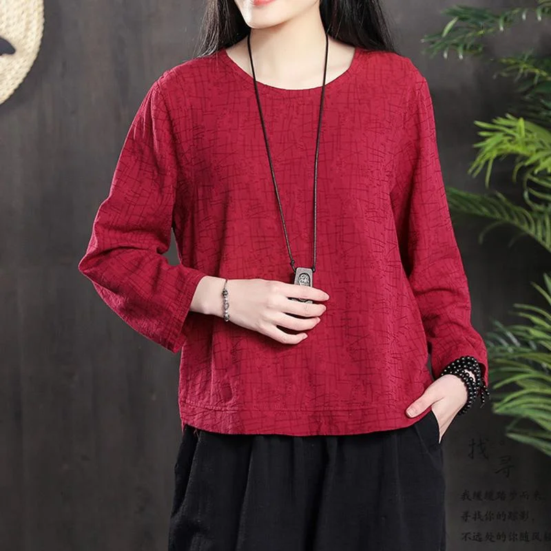 Women's Loose Cotton Linen BlouseThermal Shirts