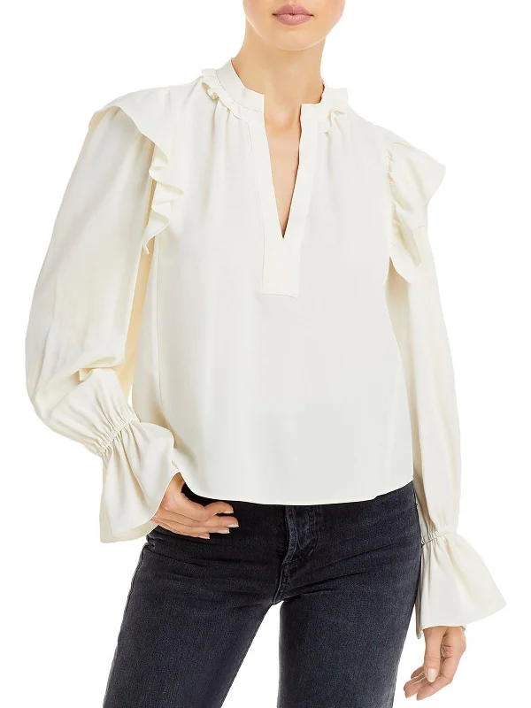 Womens Satin Ruffled BlouseMetallic Shirts