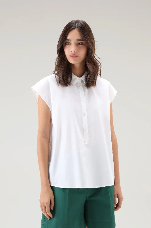 Poplin Blouse In Pure Cotton Poplin Bright WhiteLayered Shirts