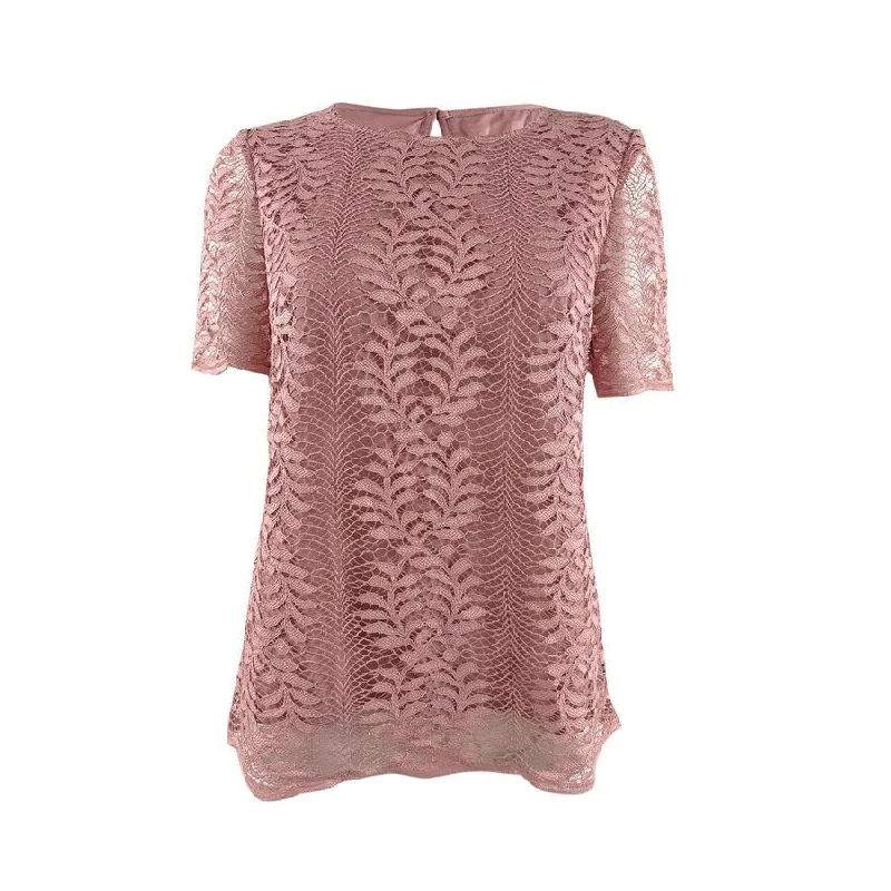 Formal Short Sleeve TopsTahari ASL Women's Lace Short-Sleeve Top