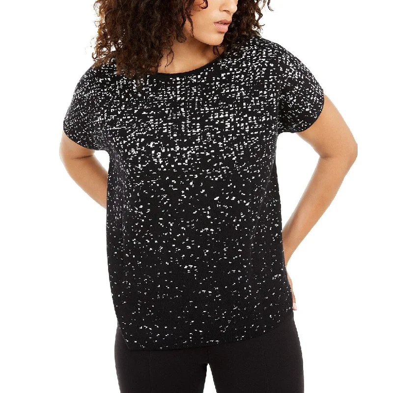 Branded Short Sleeve TopsAlfani Women's Printed Short-Sleeve Top Black Size Small