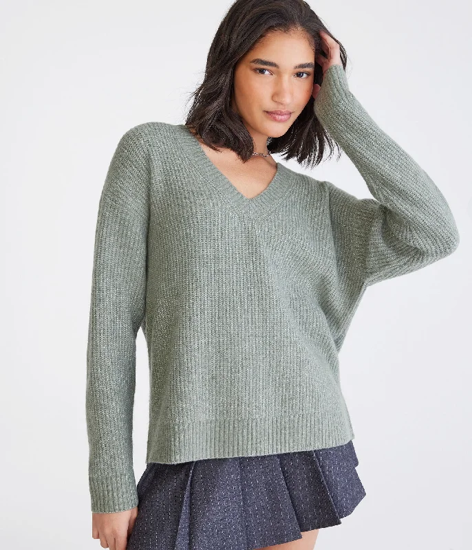 Aeropostale Shaker Knit V-Neck SweaterStatement Knit Tops