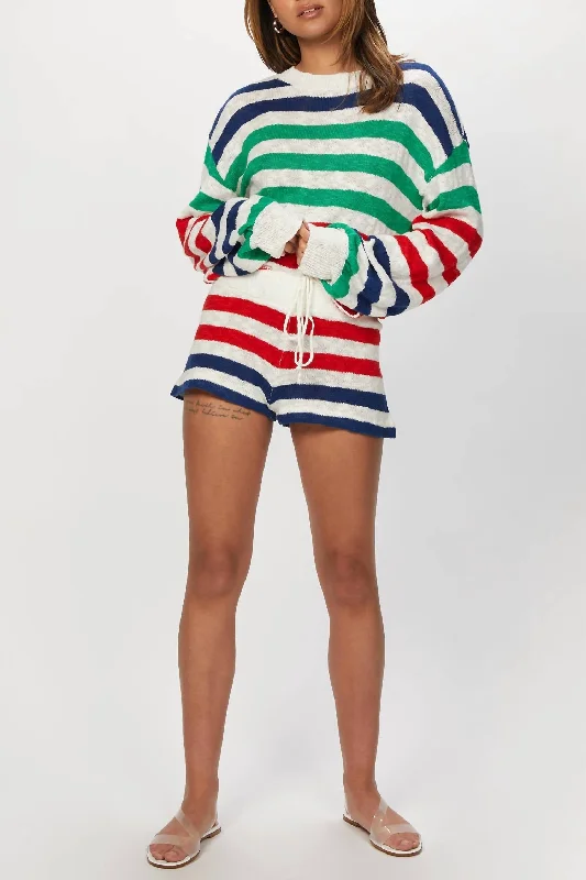 Ava Sweater In Nautical StripeCasual Knit Tops