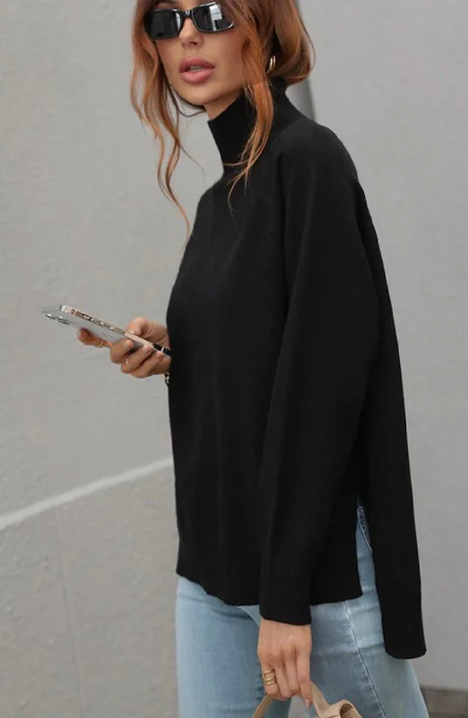 Black High Low SweaterFall Knit Tops