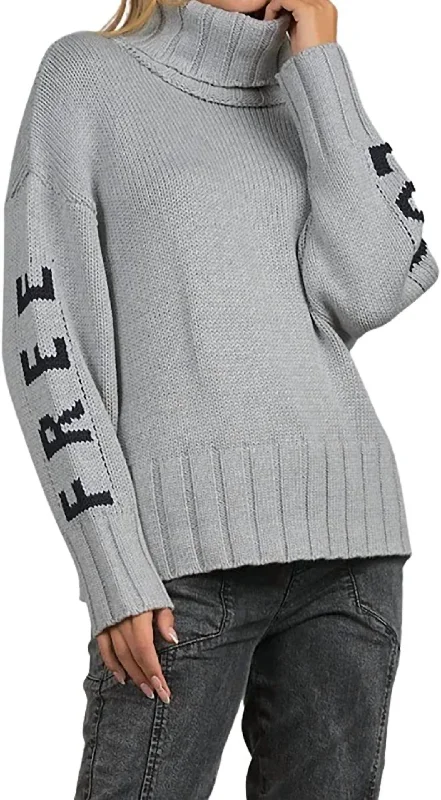 Free Love Cozy Sweater In GreyBamboo Knit Tops