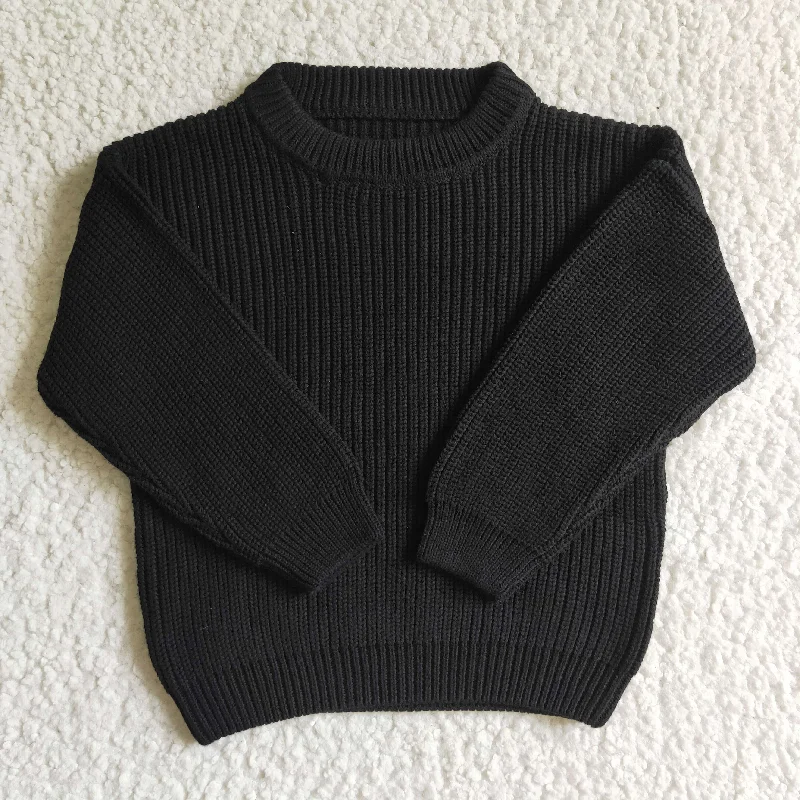 Girl Black Winter Long Sleeve Sweater Girl's ClothesTurtleneck Knit Tops