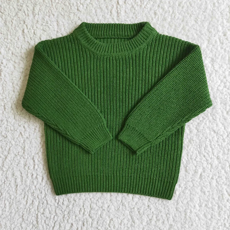 Girl Green Winter Long Sleeve Sweater Girl's ClothesStriped Knit Tops