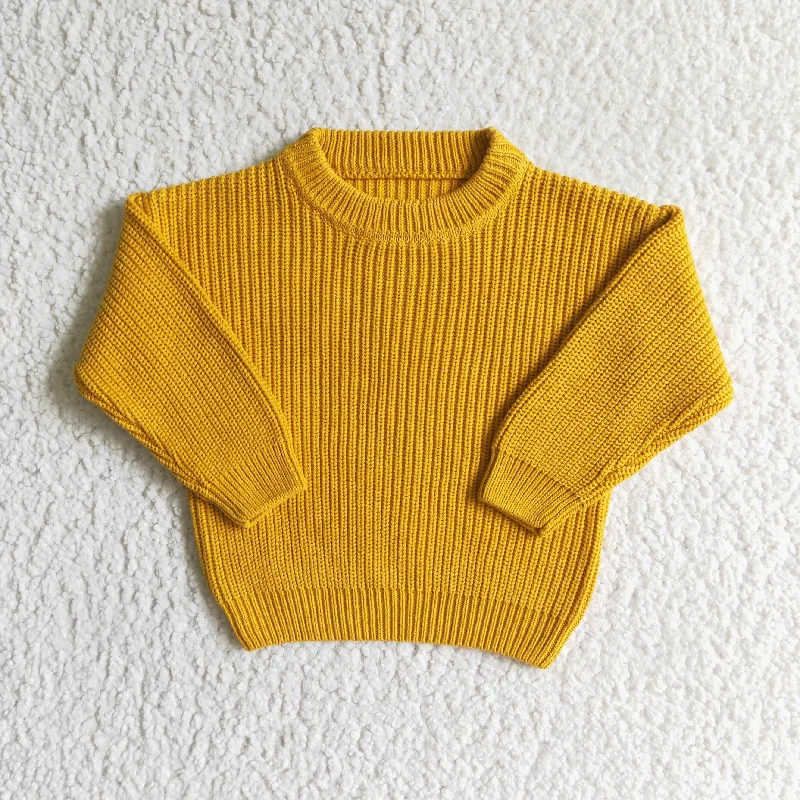 Girl Yellow Winter Long Sleeve Sweater Girl's ClothesOversized Knit Tops