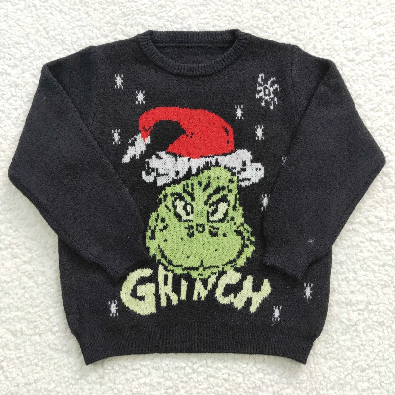 Children girls long sleeve christmas black sweatersCollaborative Knit Tops