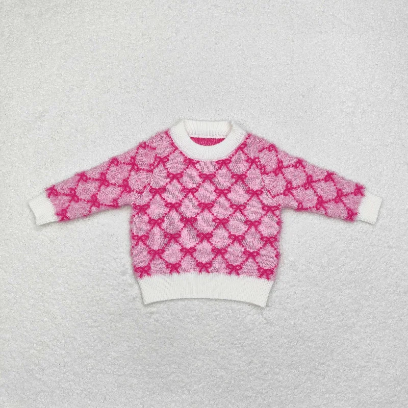 GT0686  toddler girl clothes bows girl winter top sweaterFrench Terry Knit Tops