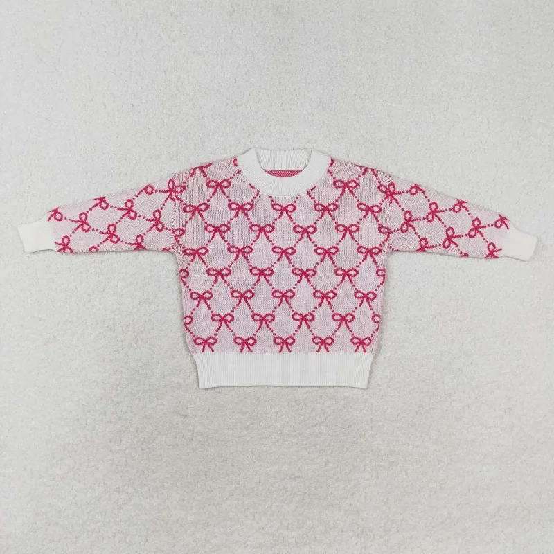 GT0687 toddler girl clothes bows girl winter top sweaterRecycled Fabric Knit Tops