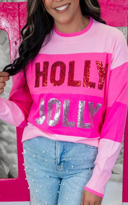 Holly Jolly Sequin SweaterZippered Knit Tops