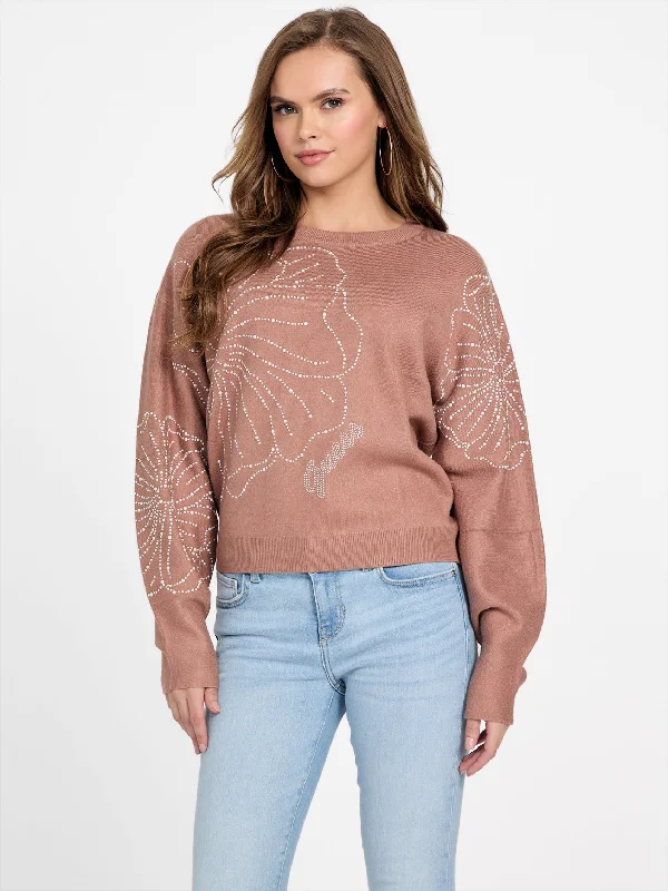 Juliana Embellished Floral SweaterCycling Knit Tops