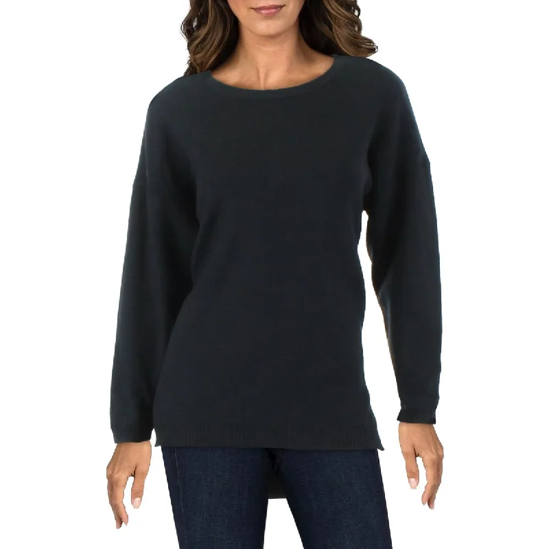 Juniors Womens Ribbed High Low Crewneck SweaterFall Knit Tops