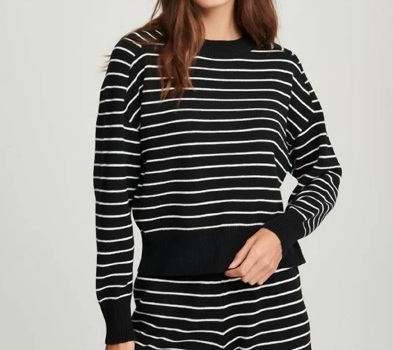 Lizz Sweater In Black/white StripesSports Team Knit Tops