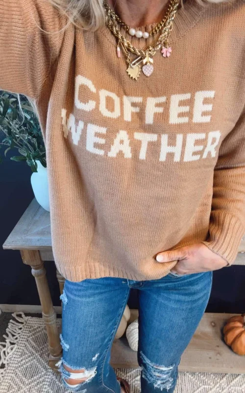 Lt. Brown Coffee Weather SweaterCollaborative Knit Tops