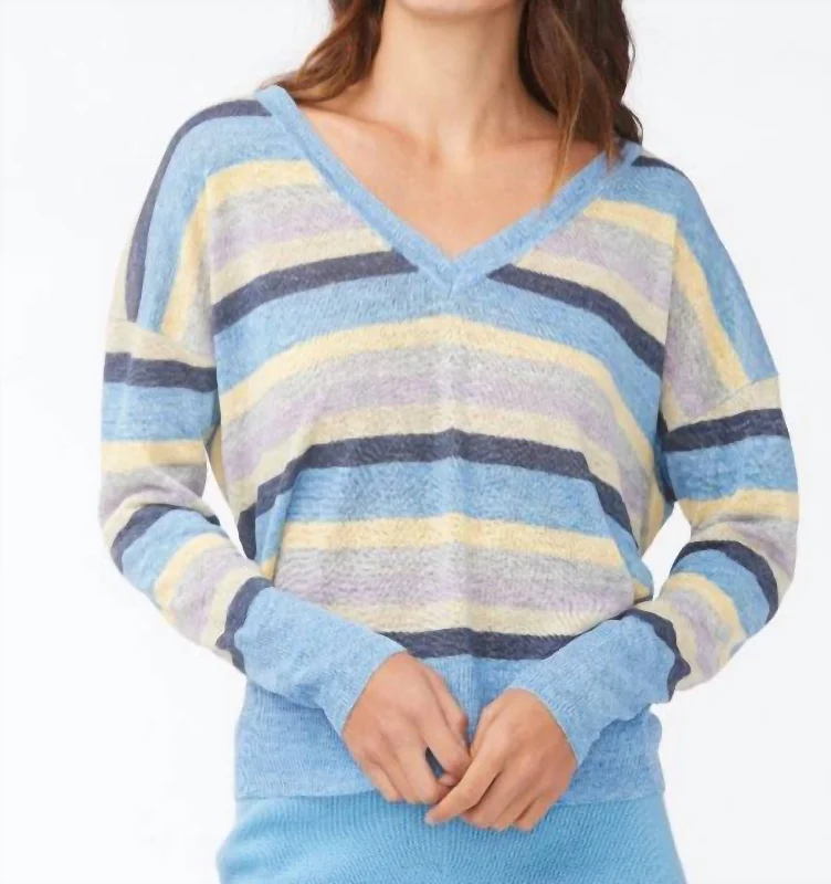 Mae Sweater In Multi Stripe SweaterMetallic Knit Tops