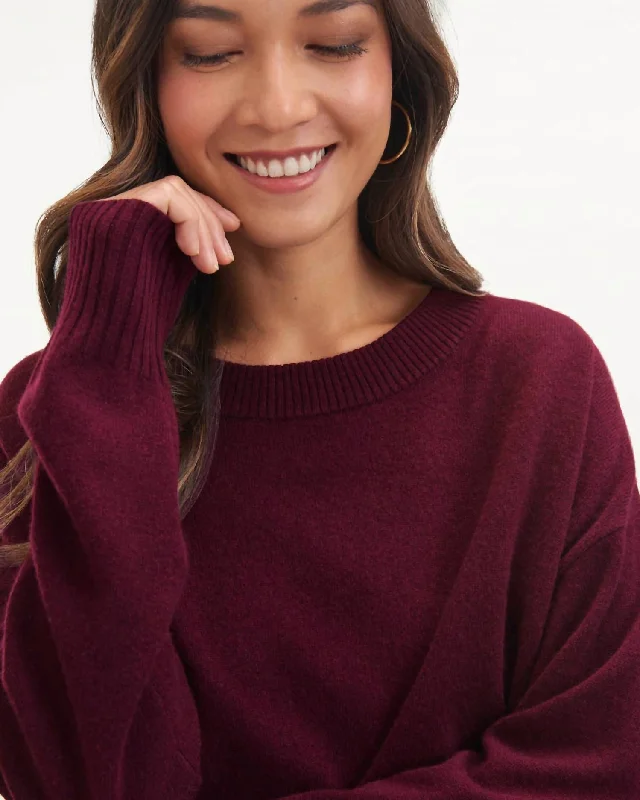 Melissa Cashmere Sweater In Black CherryRecycled Fabric Knit Tops