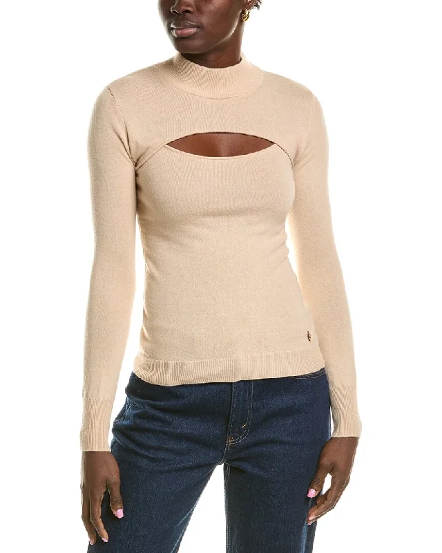 Milly Cutout Wool & Cashmere-Blend Turtleneck SweaterAngora Knit Tops