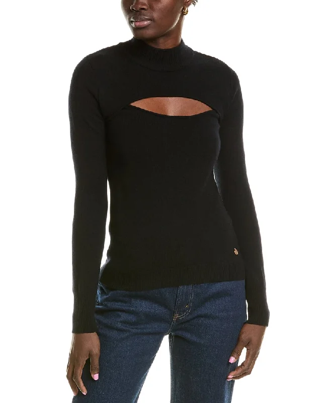 Milly Cutout Wool & Cashmere-Blend Turtleneck SweaterSummer Knit Tops