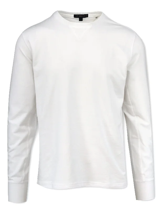 Stretch Pima White Crew Neck SweatshirtCable Knit Tops