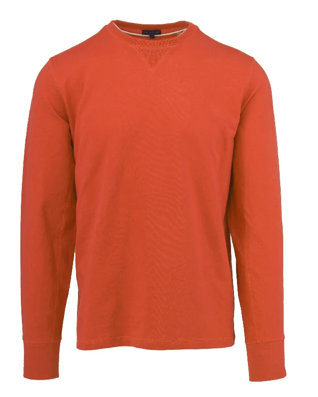 Stretch Pima Orange Crew Neck SweatshirtColorblock Knit Tops