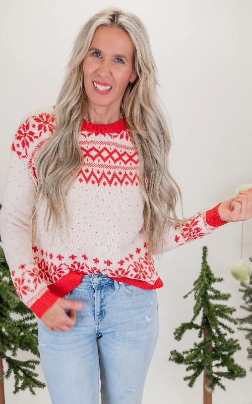 Red Christmas SweaterPlush Knit Tops