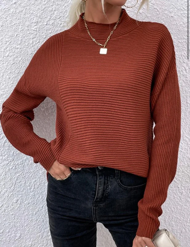 Ribbed Brick SweaterColorblock Knit Tops