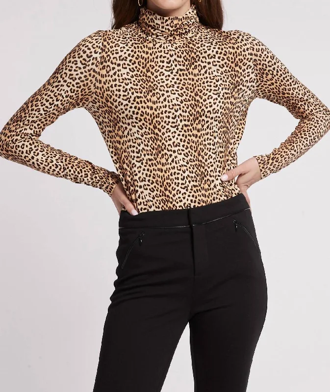 Scrunch Turtleneck In CheetahCropped Knit Tops