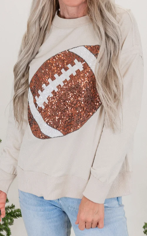 Sequin Football Long Sleeve TopAthletic Knit Tops