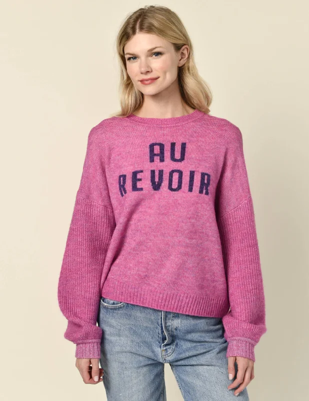 Sundry Au Revoir Insarsia Sweater in Fuscia GemLinen Knit Tops