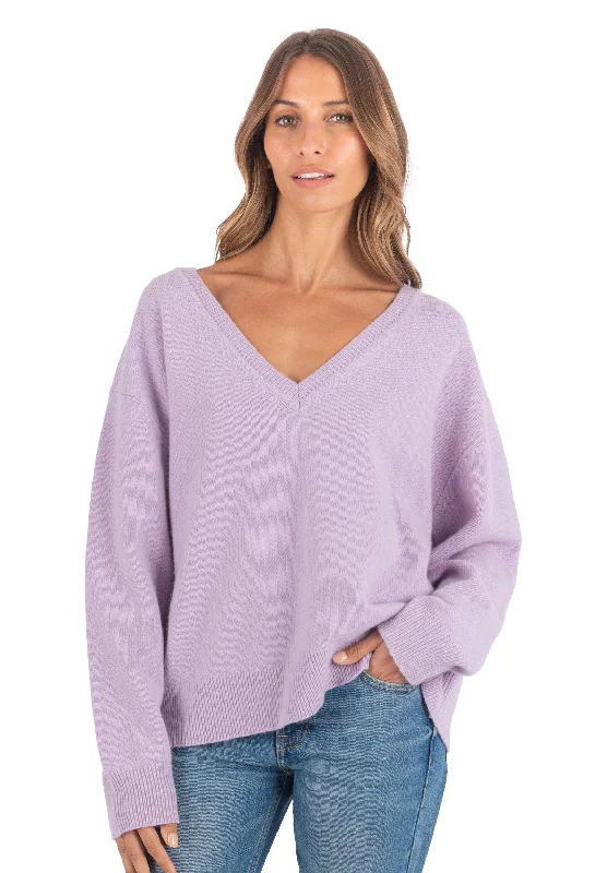 Valentina Lilac Oversized Merino Wool SweaterLace-Up Knit Tops