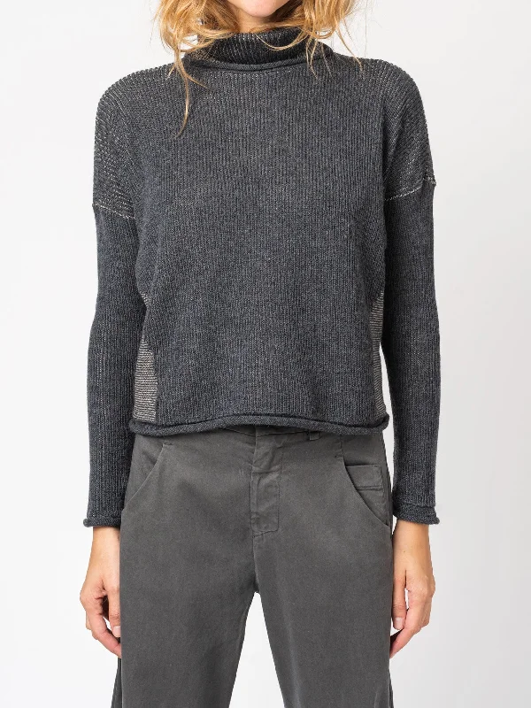 Turtleneck Knit in Two-Tone Ribbed