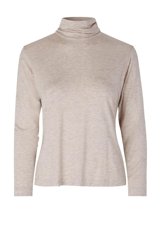 Masai Brunis Turtleneck Top, Beige Melange